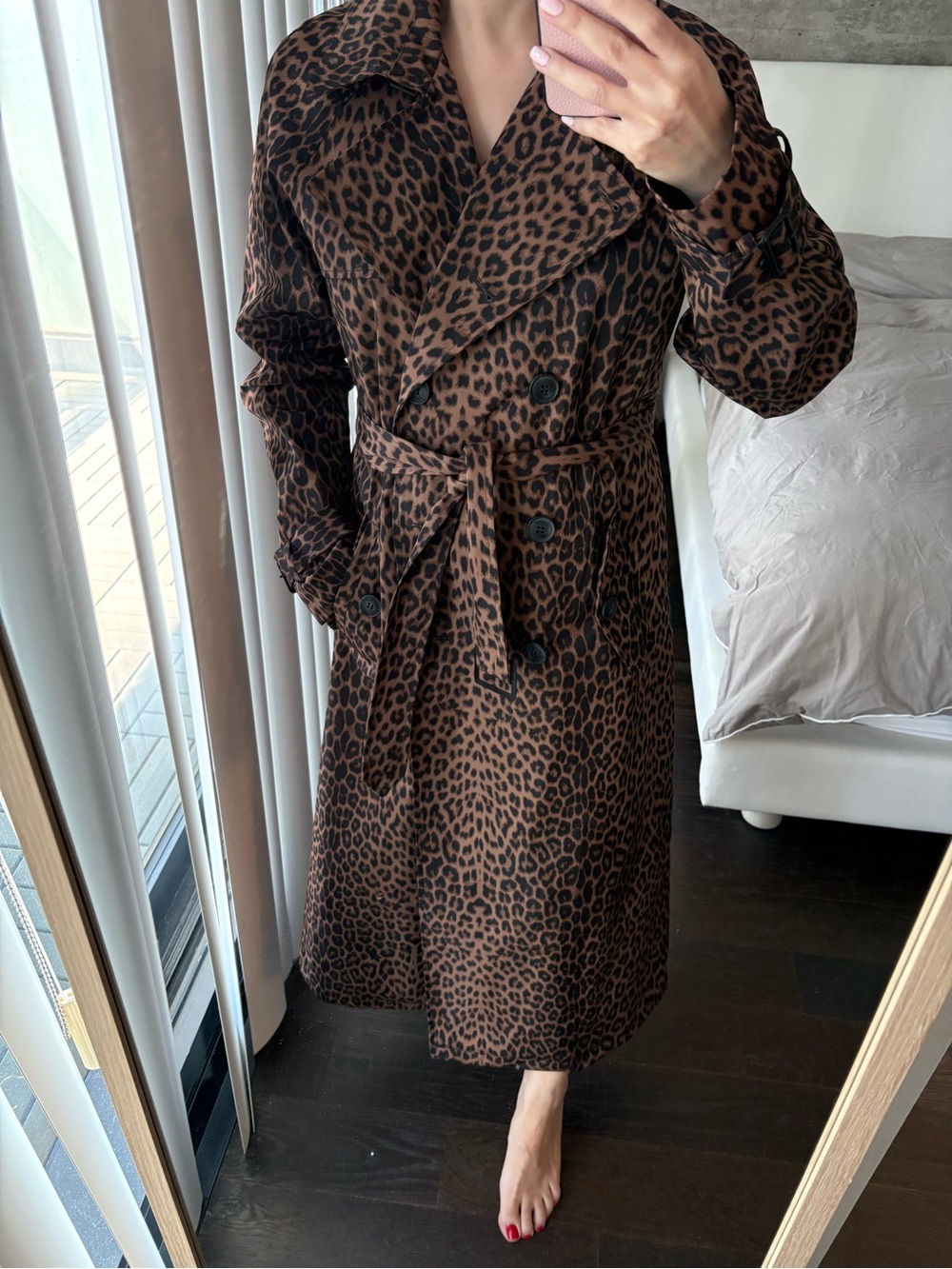 Rebecca Minkoff Brown Leopard Print Maxi Trench Dress